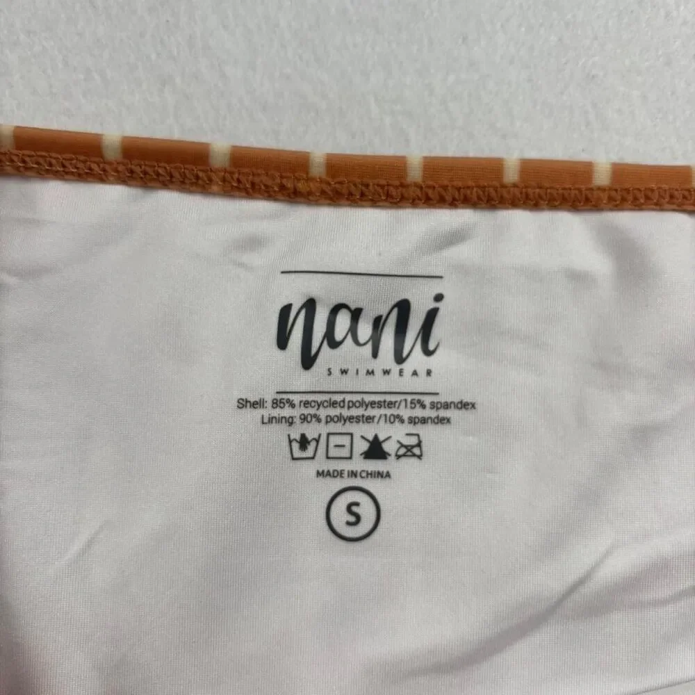 Nani Swimwear Terracotta Striped Bikini Bottoms Womens S High Waisted Tie Side